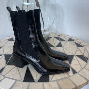 Zara Glossy Black Heeled Boots